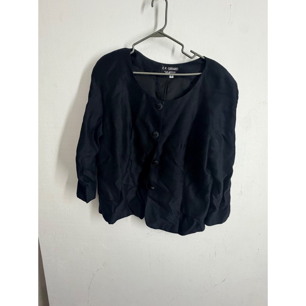 Vintage ER Gerard for Renlyn Black Blazer Jacket Size 18 Made in USA Rayon Blend